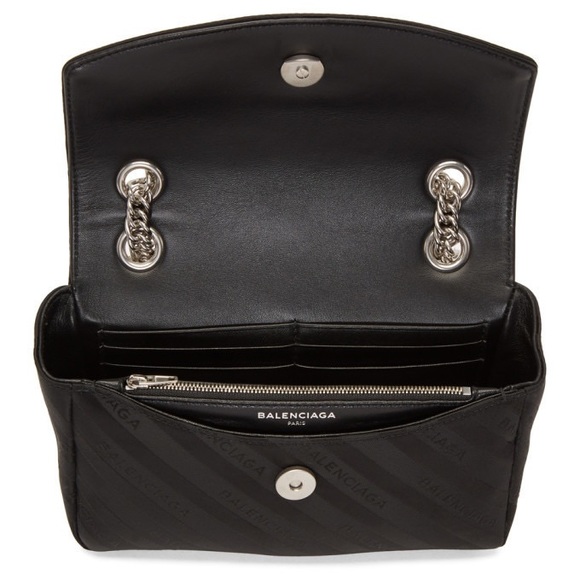 Balenciaga Satin Jacquard BB Round Shoulder Bag Black - Picture 3 of 4